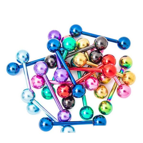 

2017 new tongue bars piercing tounge ring milk ring wholesale studs ear bone nail 16mm straight fashon body piercing jewelry 2ptf7, Silver