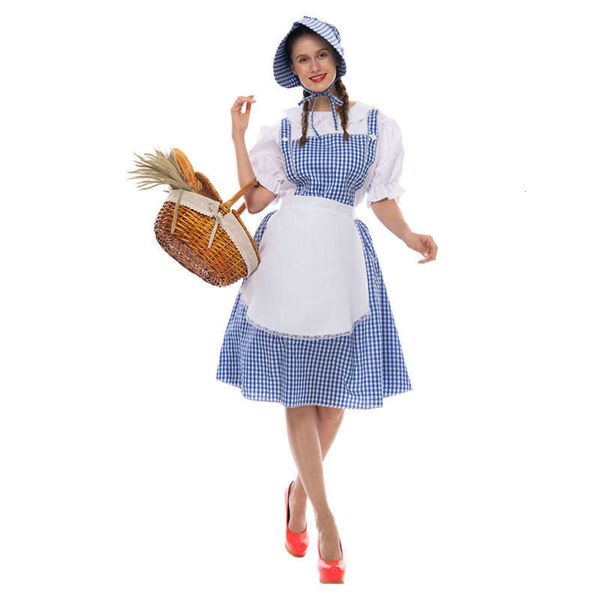 

role 2020 new halloween party dorothy dress peasant woman fresh field style dance costume, Black;gray