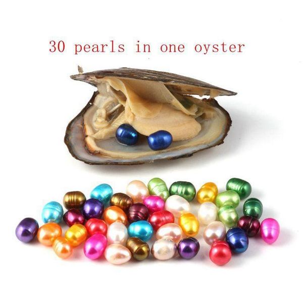 

oval oyster pearl 6-7mm mix 15 color fresh water natural pearl gift diy loose decorations vacuum packaging wholesa wmtnmn queen66, Black