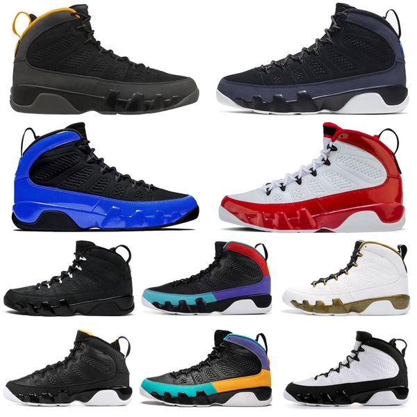 

jumpman 9 9s men basketball shoes racer blue gym red university gold statue classic mens trainers sports sneakers size 7-13