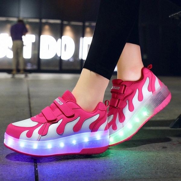 

Roller Skate Shoes for Kids Boy Girl LED Light Wheels Sneakers with Double Wheels Children Boy Girl Glowing Roller Tennis Shoes #u275