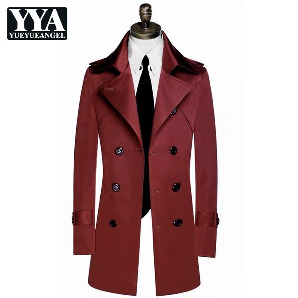 

new british men windbreaker double-breasted mid-length slim korean style waterproof coats sashes solid jackets autumn winter, Tan;black