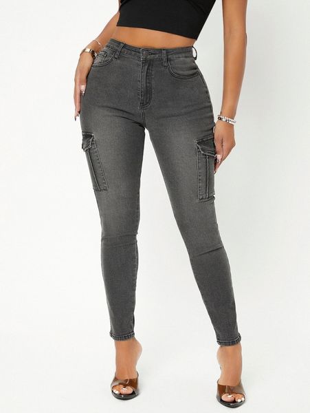 

sxy flap pocket skinny jeans n4fj#, Blue