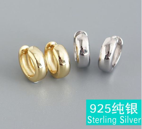

versatile classic polish s925 sterling silver small earring hoops huggies, Golden;silver