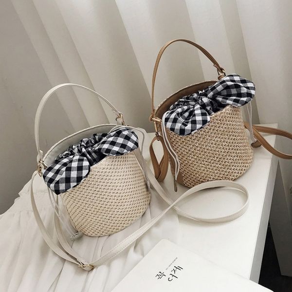

for women bohemian handmade knitting bag straw handbags bucket shoulder crossbody beach bag 77645