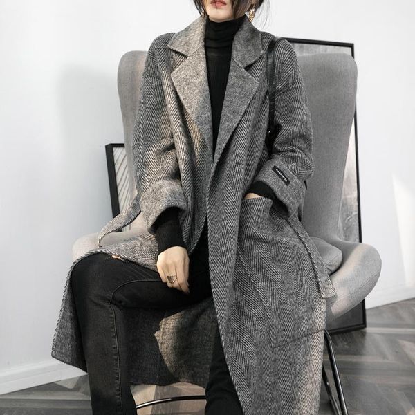 

women's wool & blends hangzhou herringbone black cashmere coat for middle school