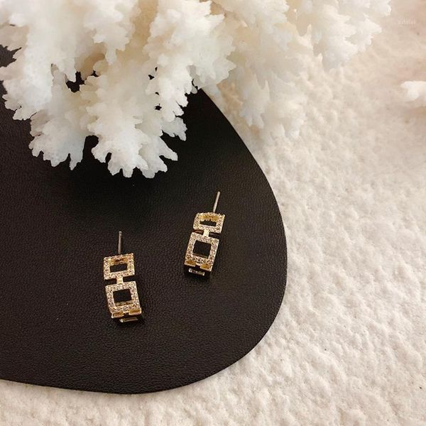 

new fashion korean geometric square zircon hoop earrings for women ear ring crystal wedding gift jewelry hypoallergenic1, Golden;silver