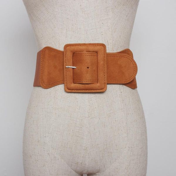 

2020 simple black elastic elastic belt female wide decorative dress long shirt waist for women dress, Black;brown