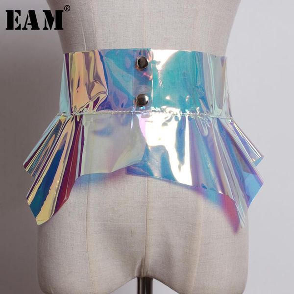 

belts [eam] multicolor pvc ruffles split joint transparent wide personality women fashion tide all-match spring 2021 1u219, Black;brown