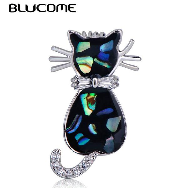 

pins, brooches blucome lovely bow knot little cat shape brooch zircon abalone shell animal for women kids suit bag corsage pin jewelry, Gray