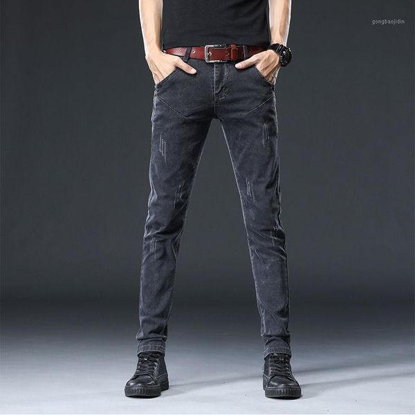 

autumn stretch jeans men's slim-fit pants korean fashion casual pants gray men's clothing1, Blue