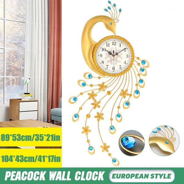 

wall clocks large crystal peacock modern design 3d luxury for living room home decor clock watches wedding1