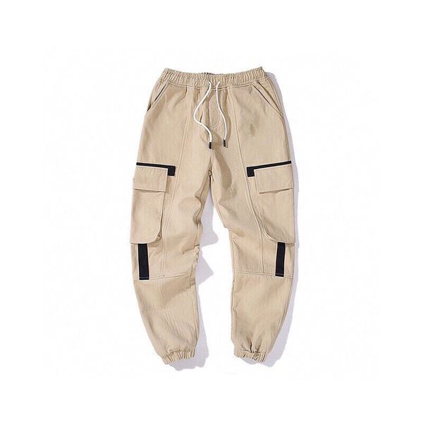 

men women ins casual sport pants running fashion mens embroidery letter pattern big pocket joggers teenager sweatpants wholesale, Black