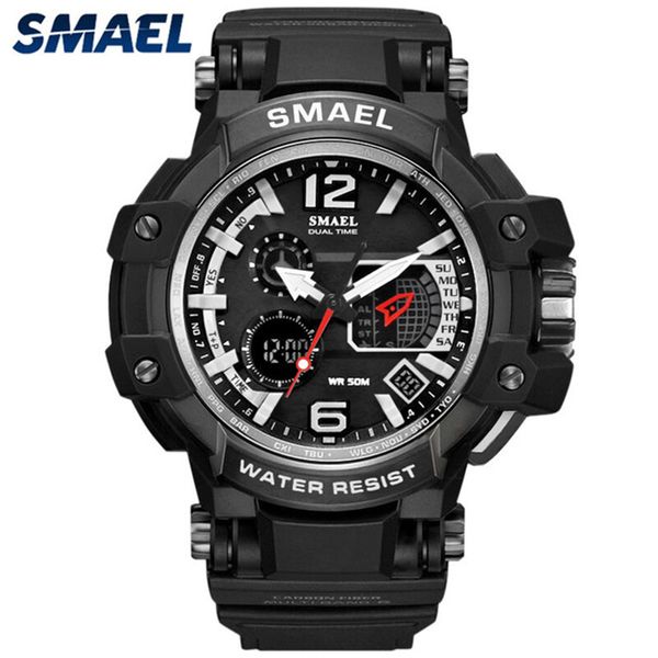 

smael brand men sport watches led digital watch men 50m waterproof casual quartz watch male clock men relogios masculino gift 201125, Slivery;brown