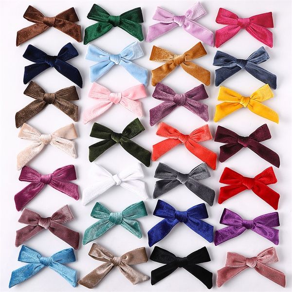 

3.7inch bows hair clips velvet baby soft barrettes winter kids girls headwear accessories fashion cute multi color 1 7qy g2, Slivery;white
