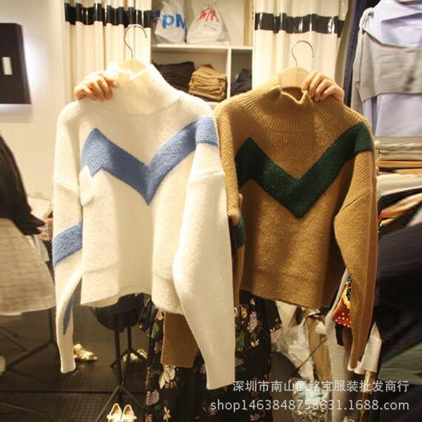 

autumn and winter shirt women's bottoming sweater, White;black