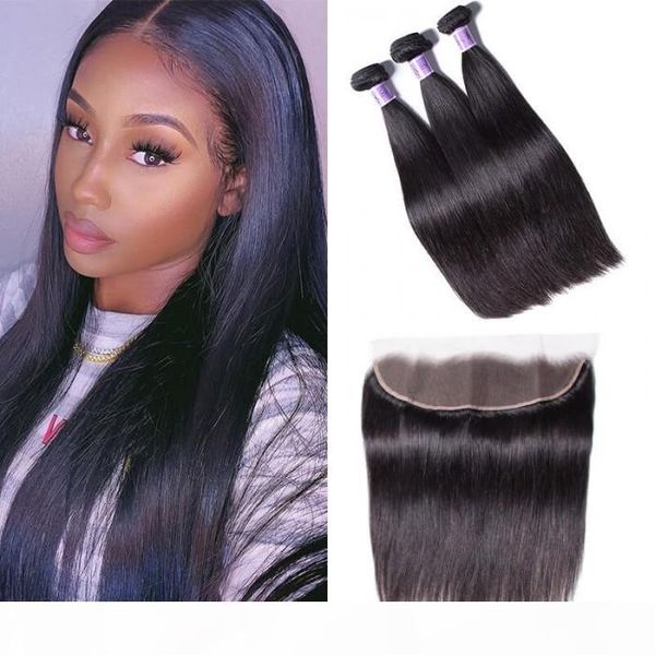 

3 bundles with lace frontal closure hair kysiss series straight virgin hair from china supplier, Black;brown