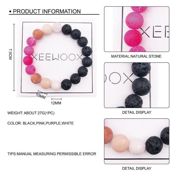 

healing beaded couple 2020 new essential chakra oils diffuser bracelet for women man lava bead cuff charm gift fgzg#, Black