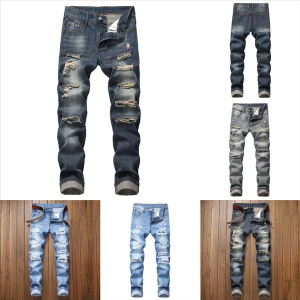 

nyy7y privathinker men's streetwear summer hole straight jeans jeans man joggers hip black pants jeans for man hop ripped fashion male