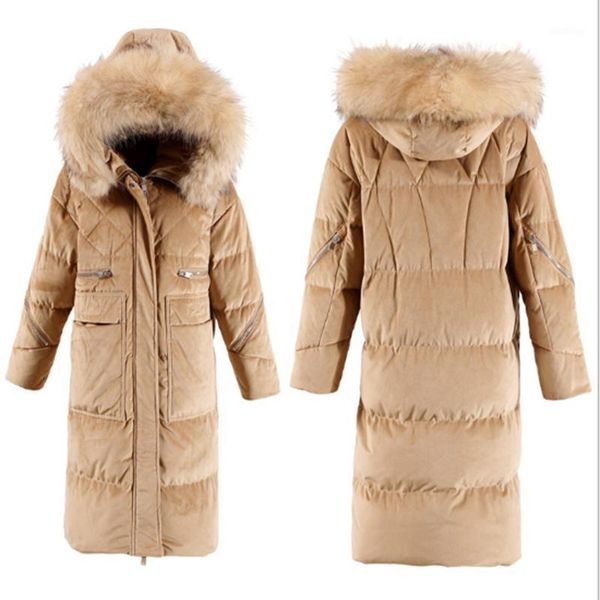 

women's down & parkas fashion khaki/blue color winter warm coat duck women jackets thick loose girls coats girl big fur ladies outwear1, Black