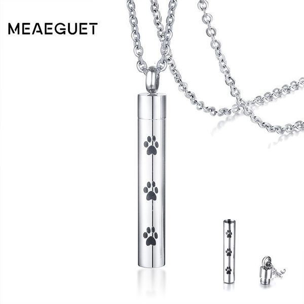 

cremation print cylinder urn necklace for women pet memorial dog stainless steel jewelry