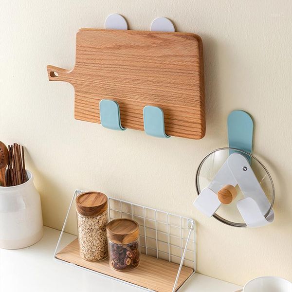 

practical self adhesive pot lid racks storage wall hanging organizer no punching spoon holders kitchen organization supplies1