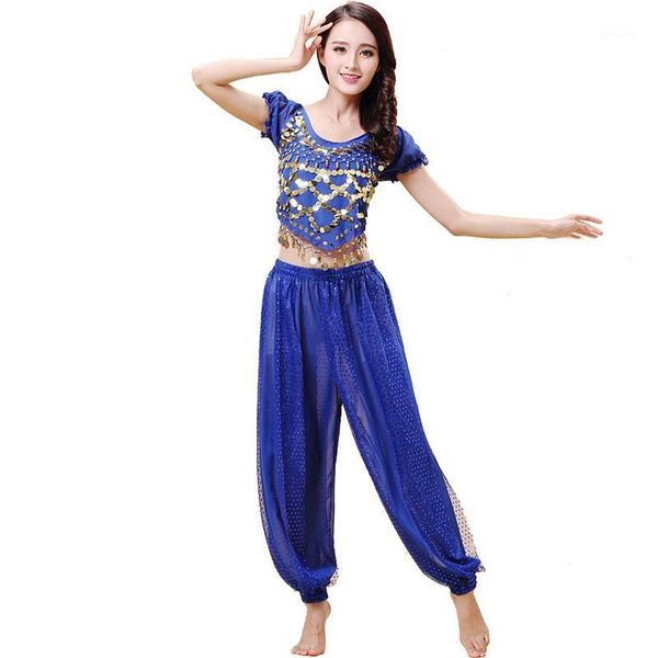 

2pcs/set dance performance costume stage costume bellydance suit short sleeve belly dance pants1, Black;red