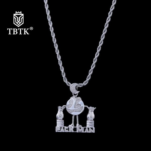 

pendant necklaces tbtk pack man holding us dollars necklace iced out zircon stone accessories hiphop/rock fashion men, Silver