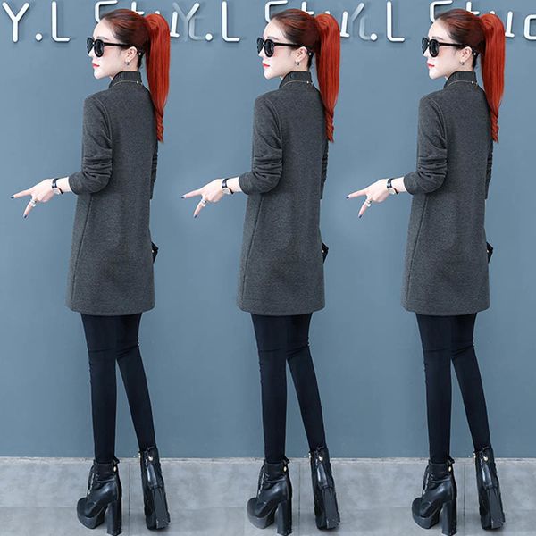 

mid long style autumn winter women's sweater 2020 new fashion, versatile, plush and thickened, Black