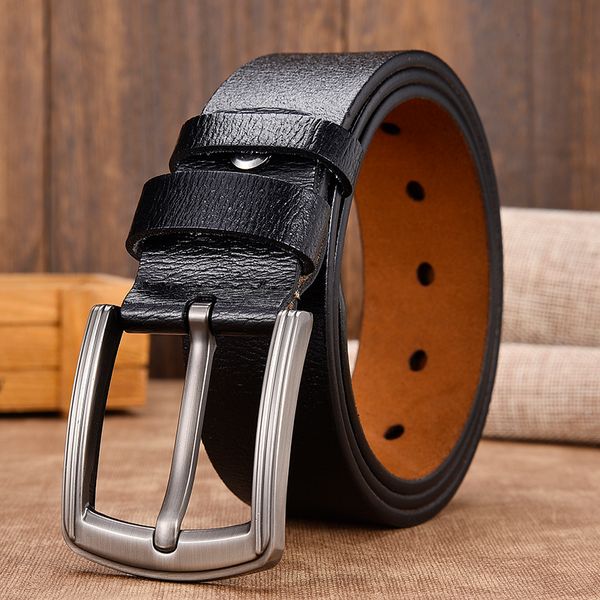 

lfmb]cow genuine leather luxury strap male belts for men new fashion classice vintage pin buckle leather belt male belt menq1228, Black;brown