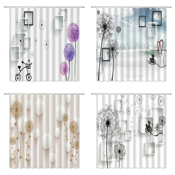 

shower curtains flower dandelion red rose green plants small fresh bathroom curtain frabic 3d waterproof polyester with hooks