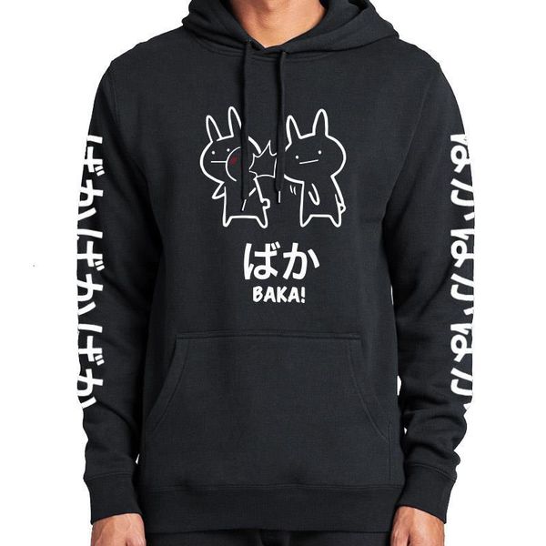 

baka rabbit slap hoodies japan anime funny cute thick hoody black japanese sweatshirt pullover