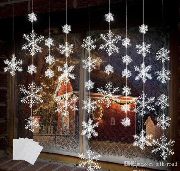 

tree decorations hanging white christmas snowflake for home weddding party 6pcs trees window stickerjyct