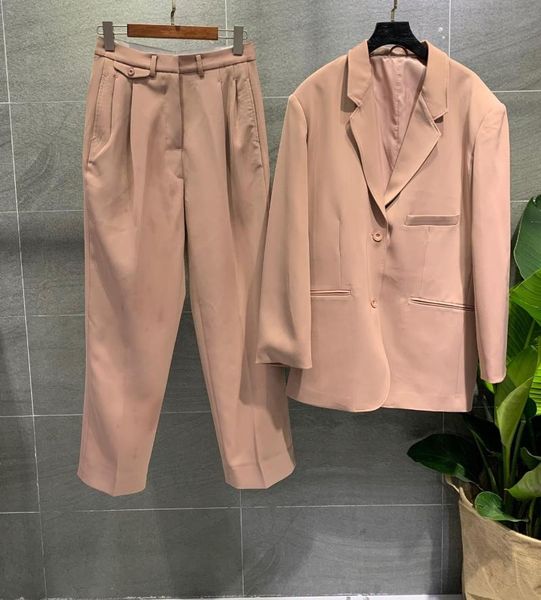 

2020 autumn women casual blazer jacket with fashion long trouse pants 2 color female suits ddxgz2v 9.18, White