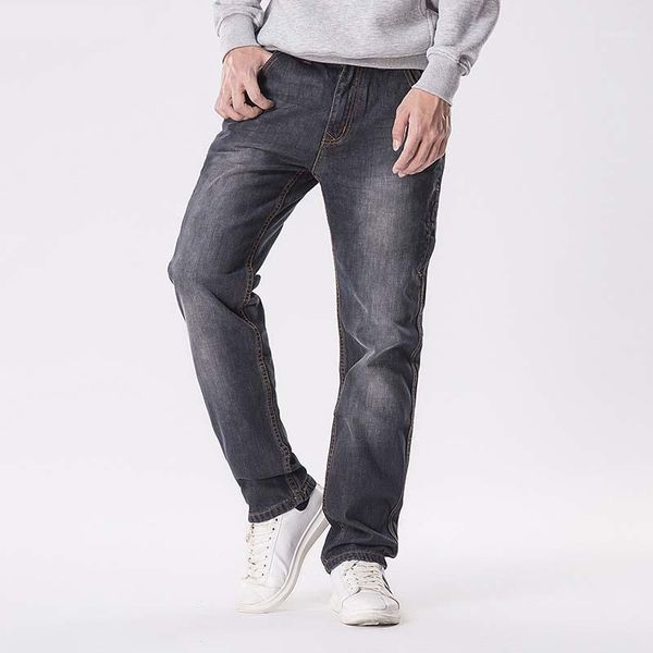 

mens jeans lined stretch denim warm black jeans for men designer fit brand trousers pants1, Blue