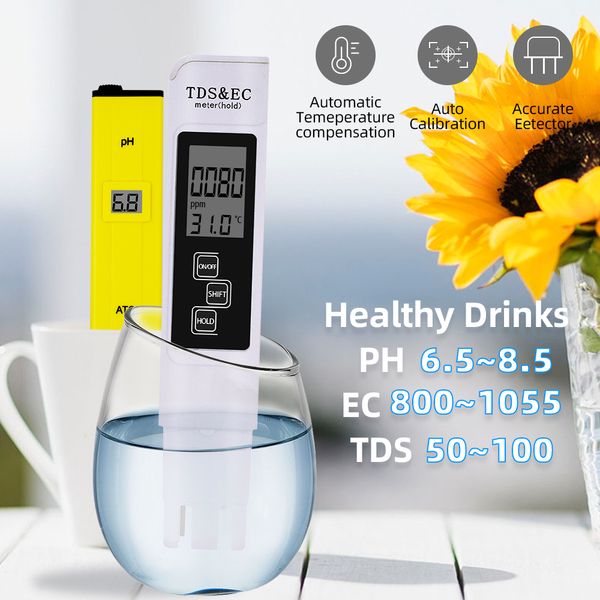 Pocket Digital LCD Ph Meter TDS CE Aquário Pureza Pureza PPM Filtro Hidropônico Piscina Ferramenta 30% Off Y200922