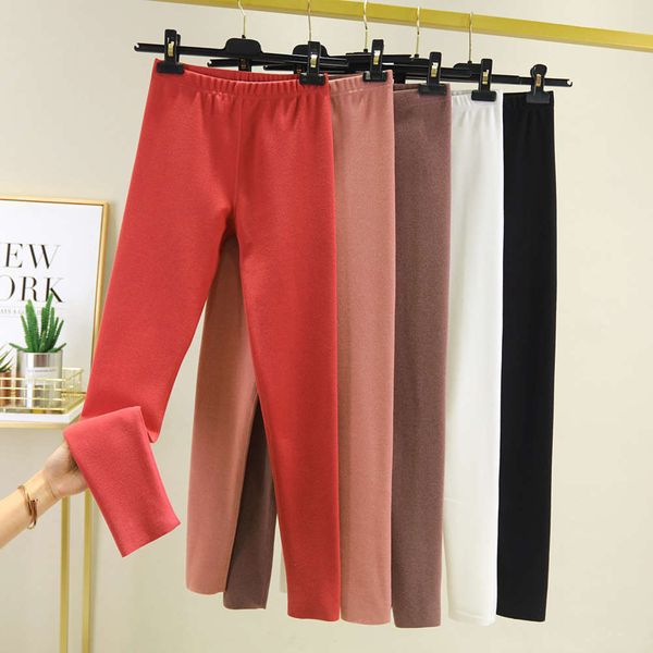 

autumn and winter women's elastic waist traceless leggings, home wear, double side velvet and velvet warm bottoms, Black