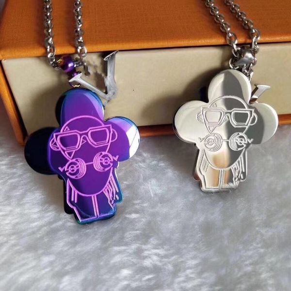 

new titanium steel dj vian necklace donkey mascot popular logo simple fashion jewelry couples classic new year's day, Silver