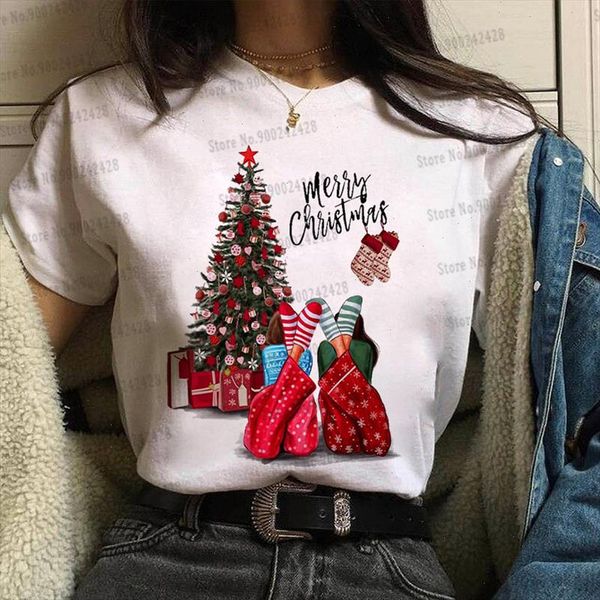 

kawaii just a girl who loves christmas t shirt women harajuku merry christmas tree t shirt funny pink pig tees cat graphic, White