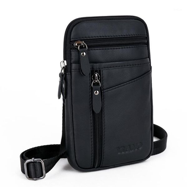 

new genuine leather men small shoulder fanny pack small messenger bags casual fashion cross body waist belt pack bag backpack1