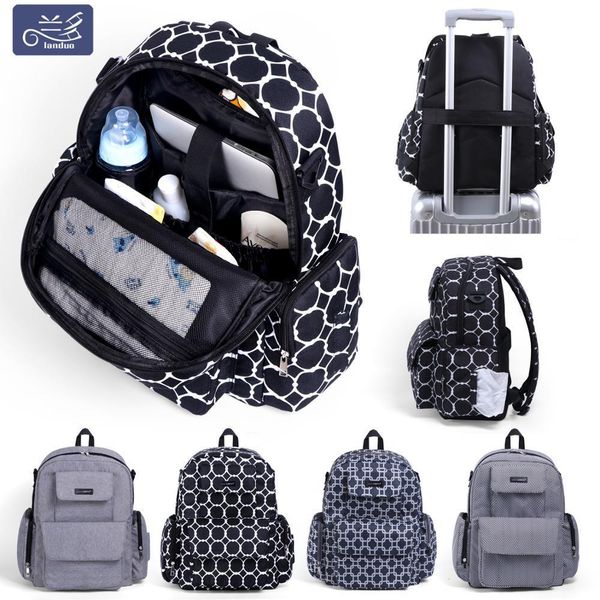 

new landuo mommy diaper bags mother large capacity travel nappy backpacks for mummy daddy convenient baby nursing bags mpb79 lj201013