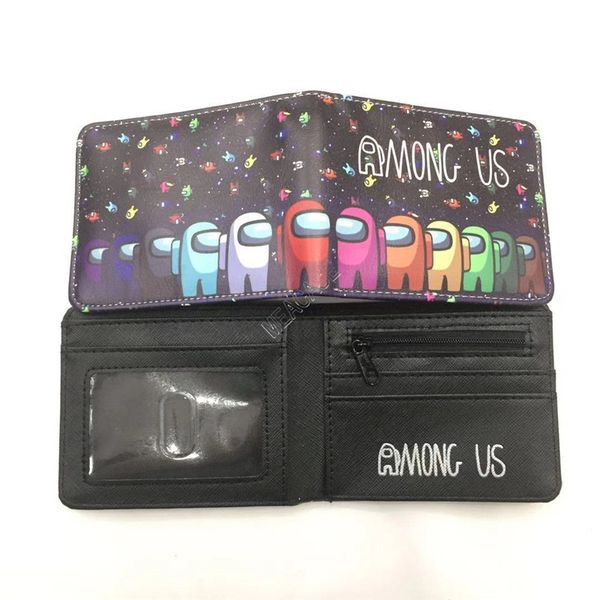

42 styles game among us wallet folded purses card slot holder wallets new cartoon anime pu leather coin purse billfold money clip d120802, White