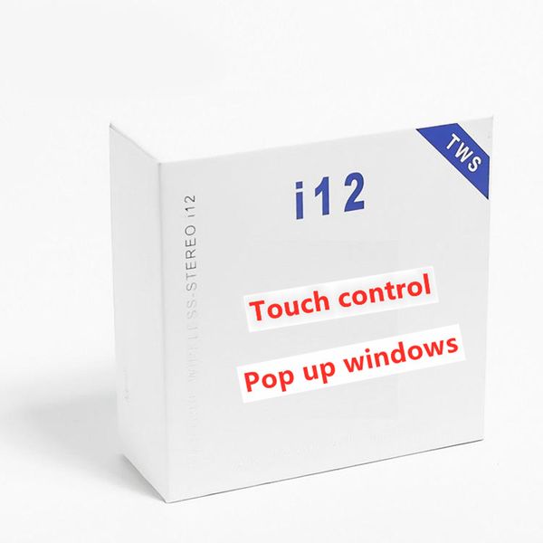 

i12 tws bluetooth 5.0 earphone headphones sport wireless earbuds pop up window earpiece headset with box