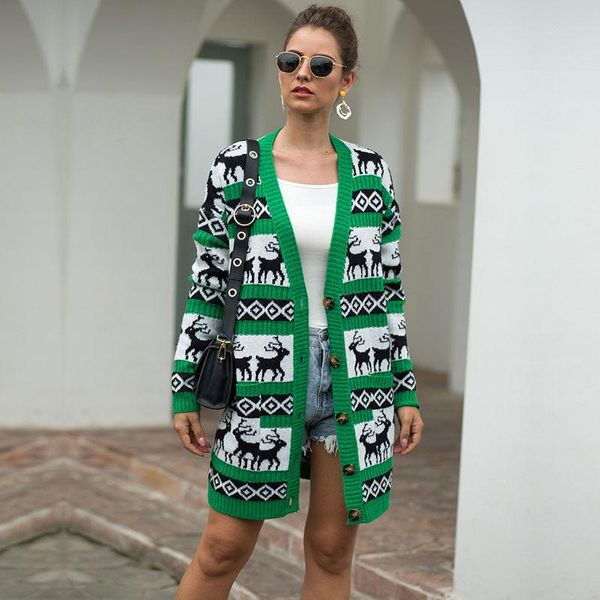 

ugly christmas jumper sweater autumn winter knitwear fawn oversize cardigan medium long harajuku outside for women 2021 fashion, White