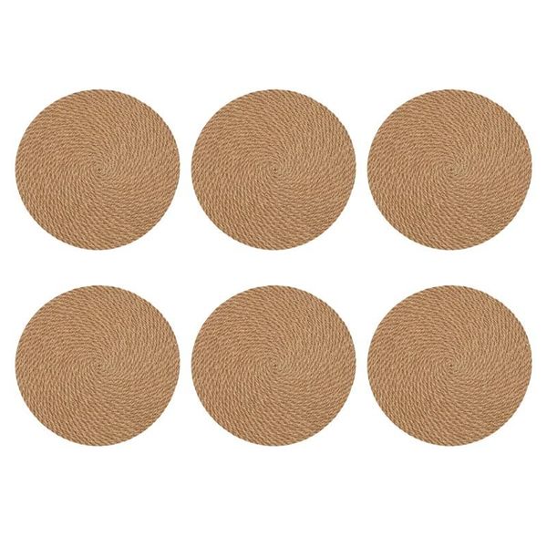 

round braided placemats set of 6 jute handmade 7 inch heat resistant thick pads mats