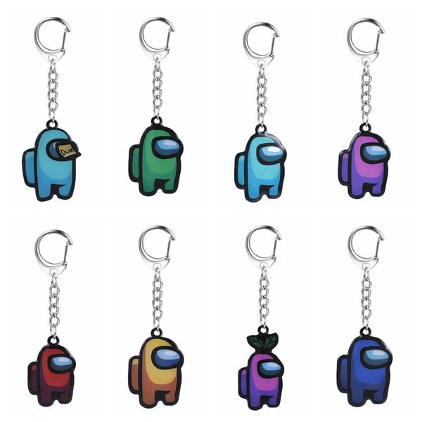 

video game keychain for among us fandom keychains character game colourful gift fashion keyrings for women men, Slivery;golden