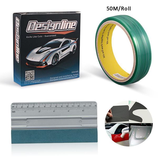 

foshio 50m car wrap vinyl film knifeless tape design linescale suede felt squeegee car stickers cutting tape styling tool h jllptg