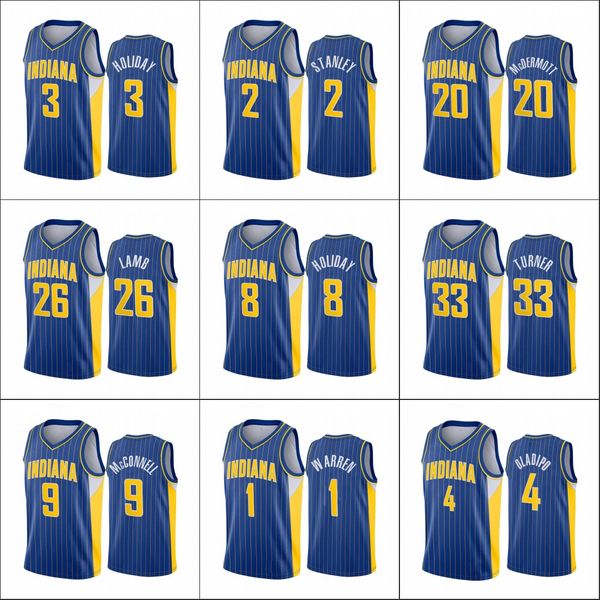 

indiana pacers men victor oladipo cassius stanley jeremy lamb myles turner 2020-21 blue city edition new uniform jersey, Black