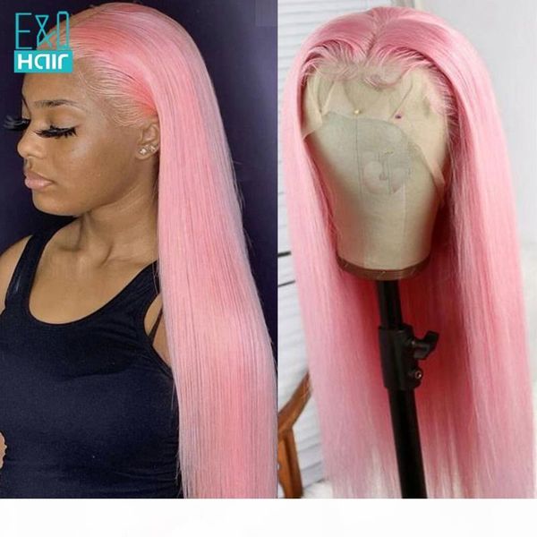 

pink transparent lace wigs part lace front human hair wigs for women pre plucked brazilian remy straight front wig 150%, Black;brown