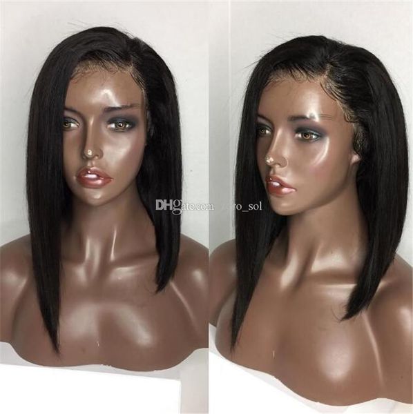 

human hair lace front wig brazilian indian malaysian peruvian virgin hair full lace wig human hair short bob wigs, Black;brown